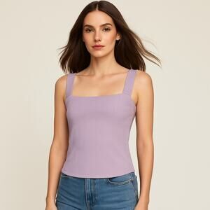 Reformation Lilac Ribbed Knit Tank Top Women’s Large Square Neck Perfect Cond